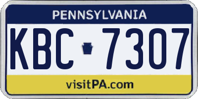 PA license plate KBC7307