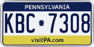 PA license plate KBC7308