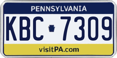 PA license plate KBC7309