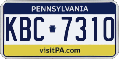 PA license plate KBC7310