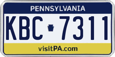 PA license plate KBC7311