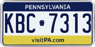 PA license plate KBC7313