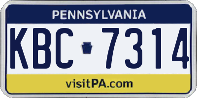 PA license plate KBC7314