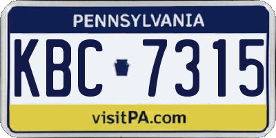 PA license plate KBC7315