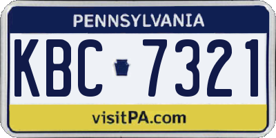 PA license plate KBC7321
