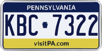 PA license plate KBC7322