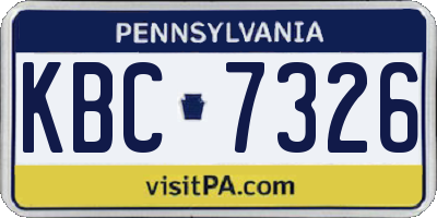 PA license plate KBC7326
