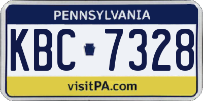PA license plate KBC7328
