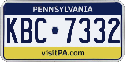 PA license plate KBC7332