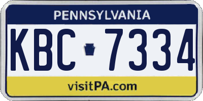 PA license plate KBC7334