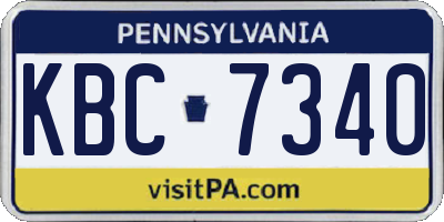 PA license plate KBC7340