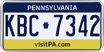 PA license plate KBC7342