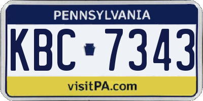 PA license plate KBC7343