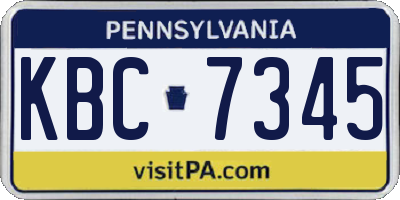 PA license plate KBC7345