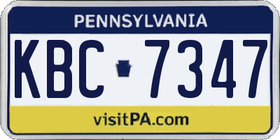 PA license plate KBC7347