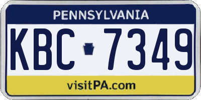 PA license plate KBC7349