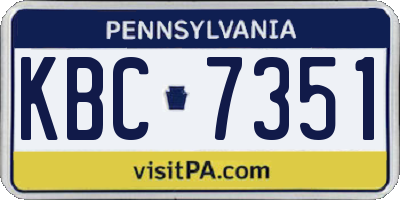 PA license plate KBC7351