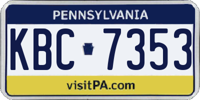 PA license plate KBC7353