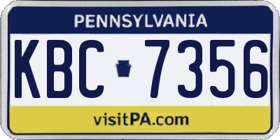 PA license plate KBC7356