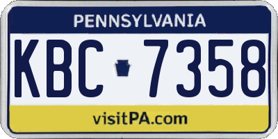 PA license plate KBC7358