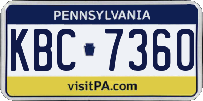 PA license plate KBC7360
