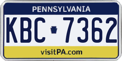 PA license plate KBC7362