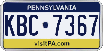 PA license plate KBC7367