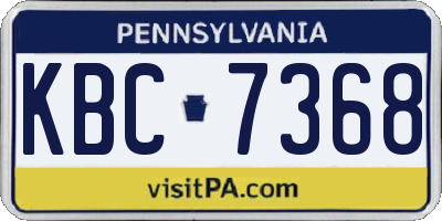 PA license plate KBC7368