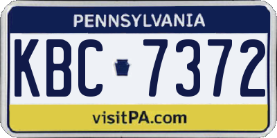 PA license plate KBC7372
