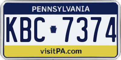 PA license plate KBC7374