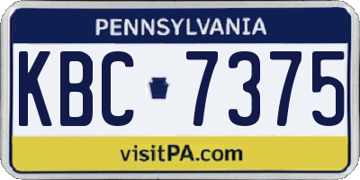 PA license plate KBC7375