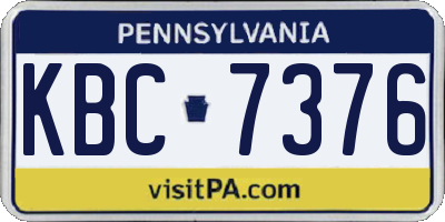 PA license plate KBC7376