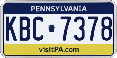 PA license plate KBC7378