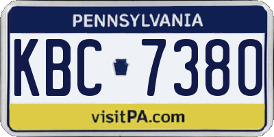 PA license plate KBC7380
