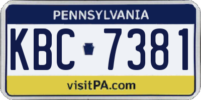 PA license plate KBC7381
