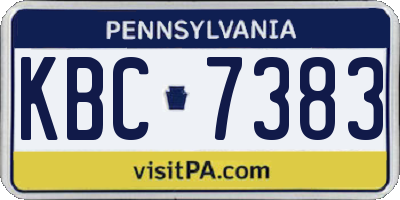 PA license plate KBC7383