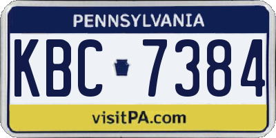 PA license plate KBC7384