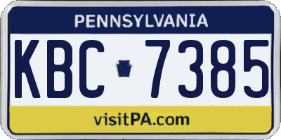 PA license plate KBC7385
