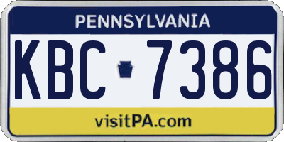 PA license plate KBC7386