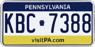 PA license plate KBC7388