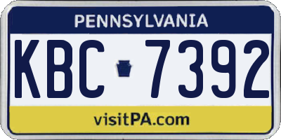 PA license plate KBC7392