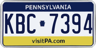 PA license plate KBC7394