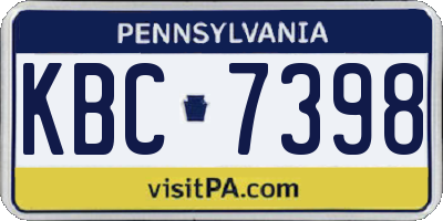 PA license plate KBC7398