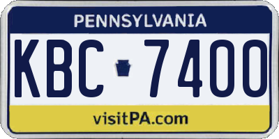 PA license plate KBC7400