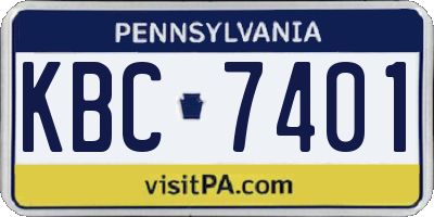 PA license plate KBC7401