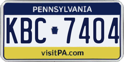 PA license plate KBC7404
