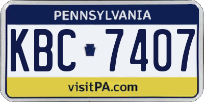 PA license plate KBC7407