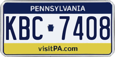 PA license plate KBC7408