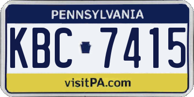 PA license plate KBC7415