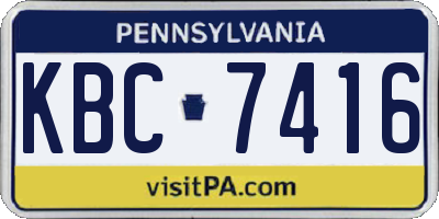 PA license plate KBC7416